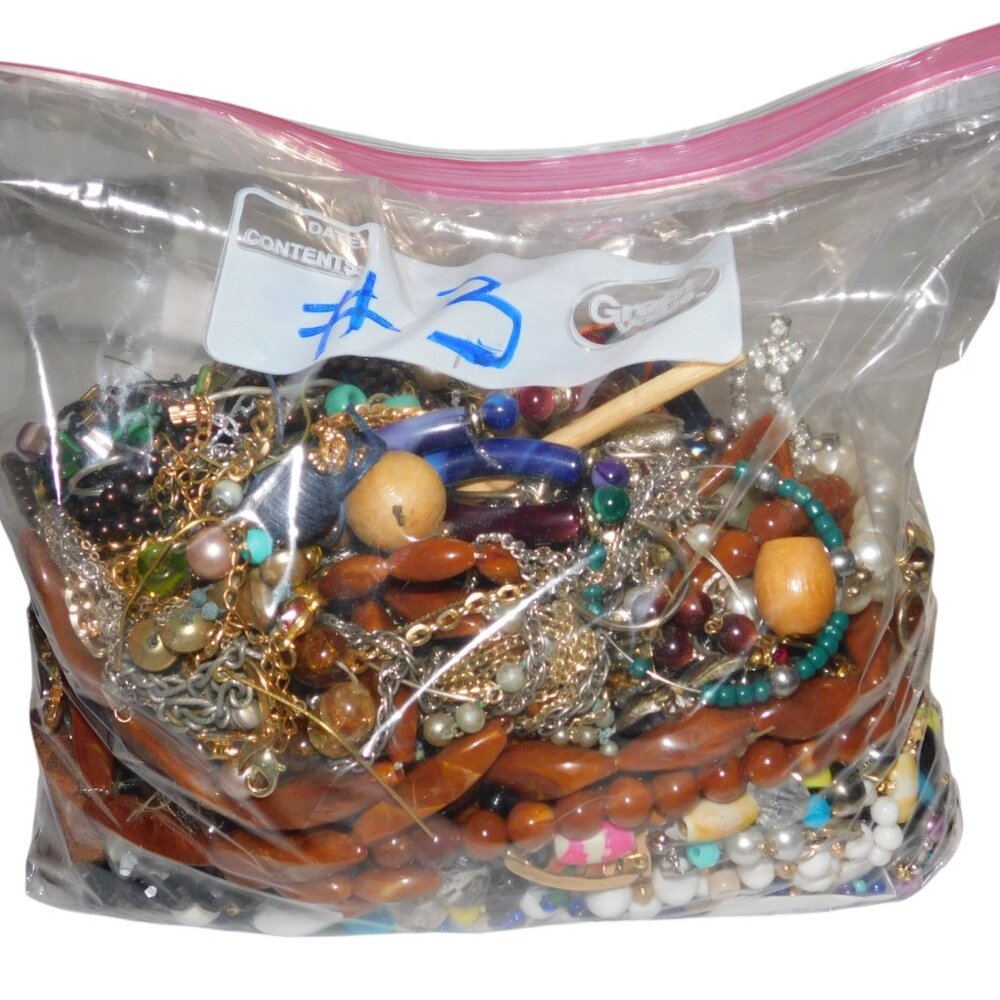 Jewelry Bag Over 4 lbs. Of Craft Jewelry & Beads
